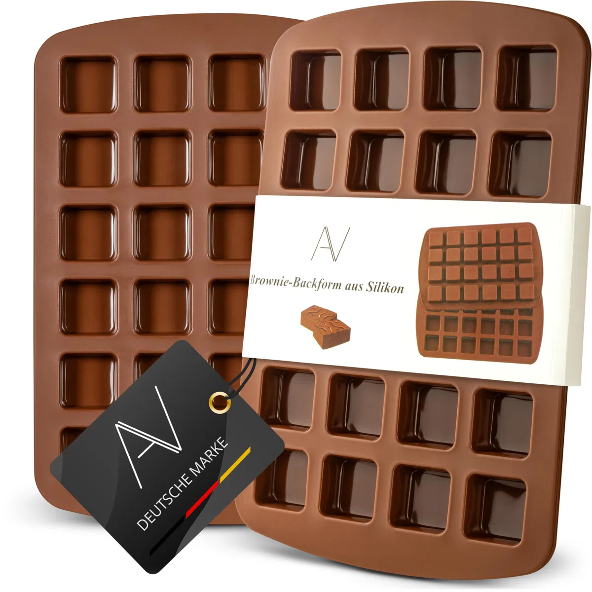 AVANA Brownie - Teglia da forno in silicone, senza BPA, antiaderente, 24 stampi per brownie