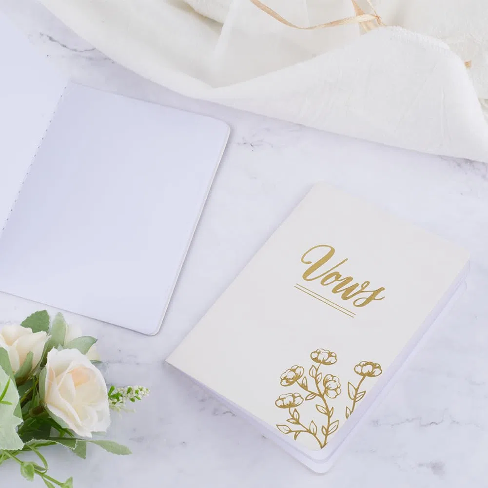 GORGECRAFT 2 pezzo Libri per Voti Nuziali In Pelle con Scritte In Lamina D'Oro e Fiori Libretti per Voti Nuziali Da 3.9x5.2 pollici Libri Degli Ospiti per Matrimoni Elementi Essenziali per La Cerimoni