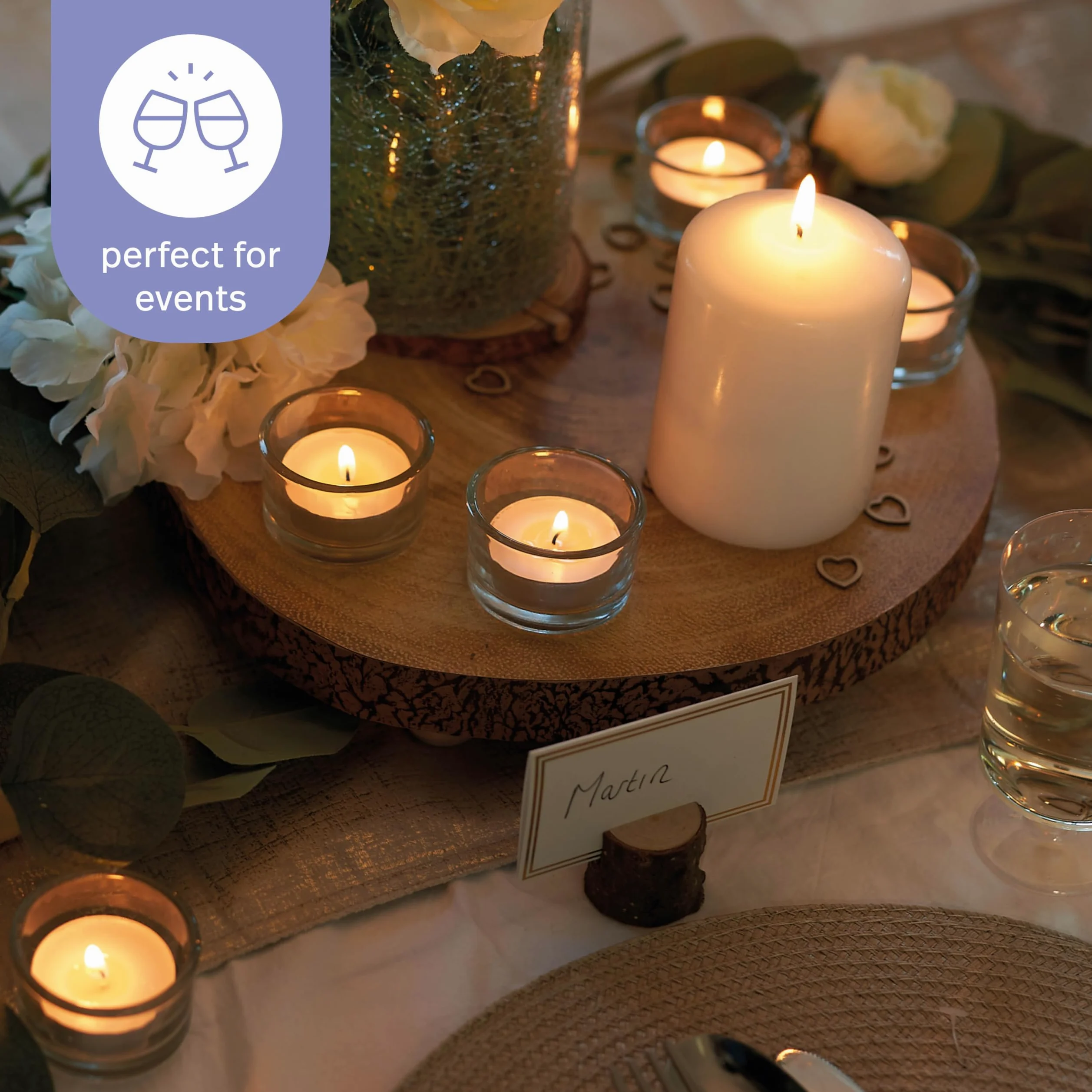 MATANA 24 Portacandele Vetro - Porta Candele da Tavolo per Matrimoni, Cene e Altro - Portacandela para Tealights - Libero Portacandele Vetro, Porta Candele da Interno e Esterno - 5cm