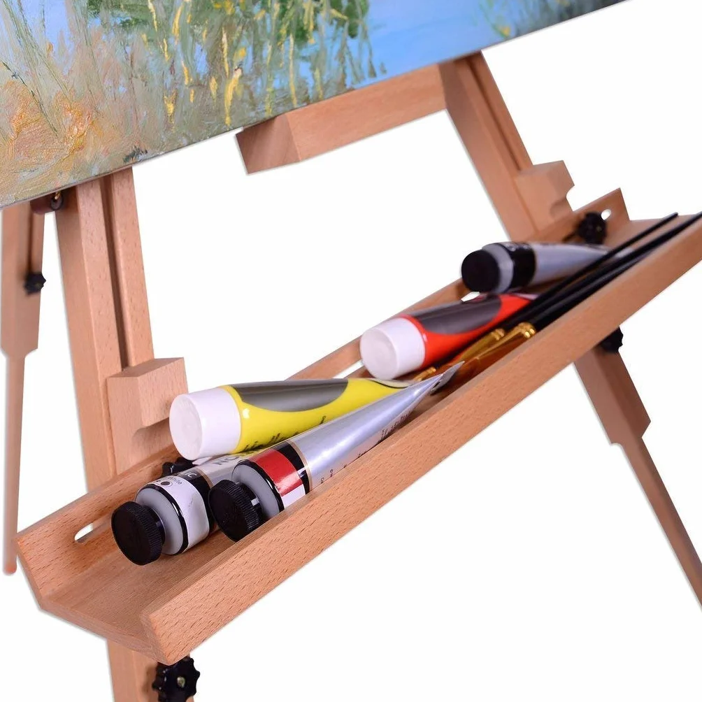 Mont Marte Cavalletto a treppiede pieghevole e regolabile in faggio, per la pittura, supporta tele alte fino a 120 cm (47")