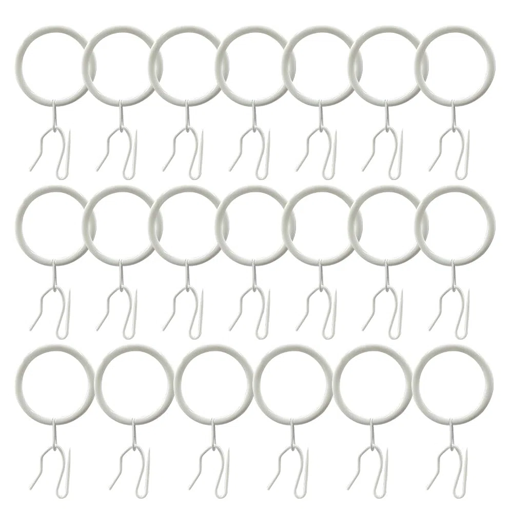WYAN 20 Pezzi Anelli per Tende in Metallo e Ganci per Tende in Metallo,Tenda Anelli Appesi,Per tende,tende per porte e tende da doccia(Bianco)