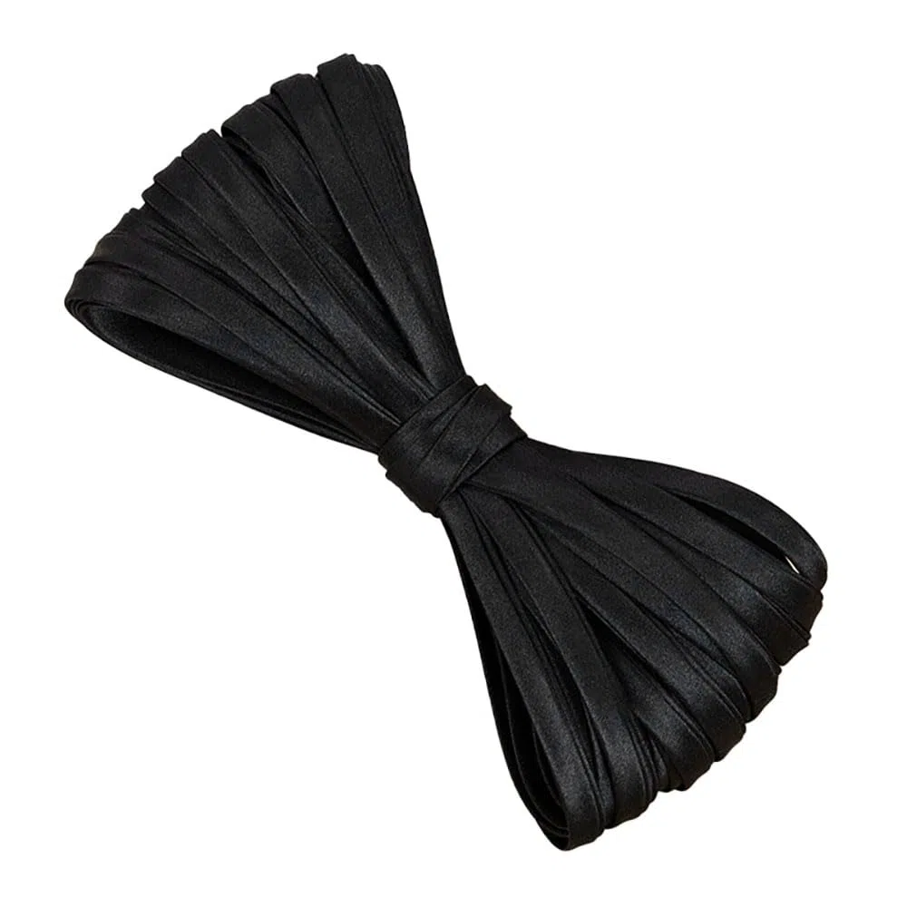 Cordoncino in raso, 0,6 cm x 5 m, per cucito, abbigliamento, bordatura nera
