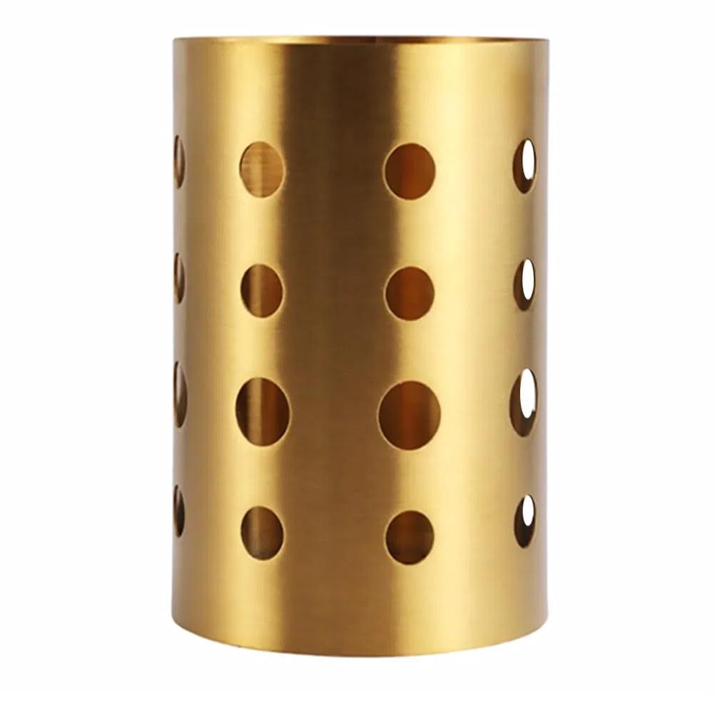 Outanaya Porta Bacchette in Acciaio Inox Dorato Grande, Contenitore Multiuso per Utensili da Cucina, Organizzatore Posate e Scolapiatti per Piano di Lavoro, per Cucina e Tavola