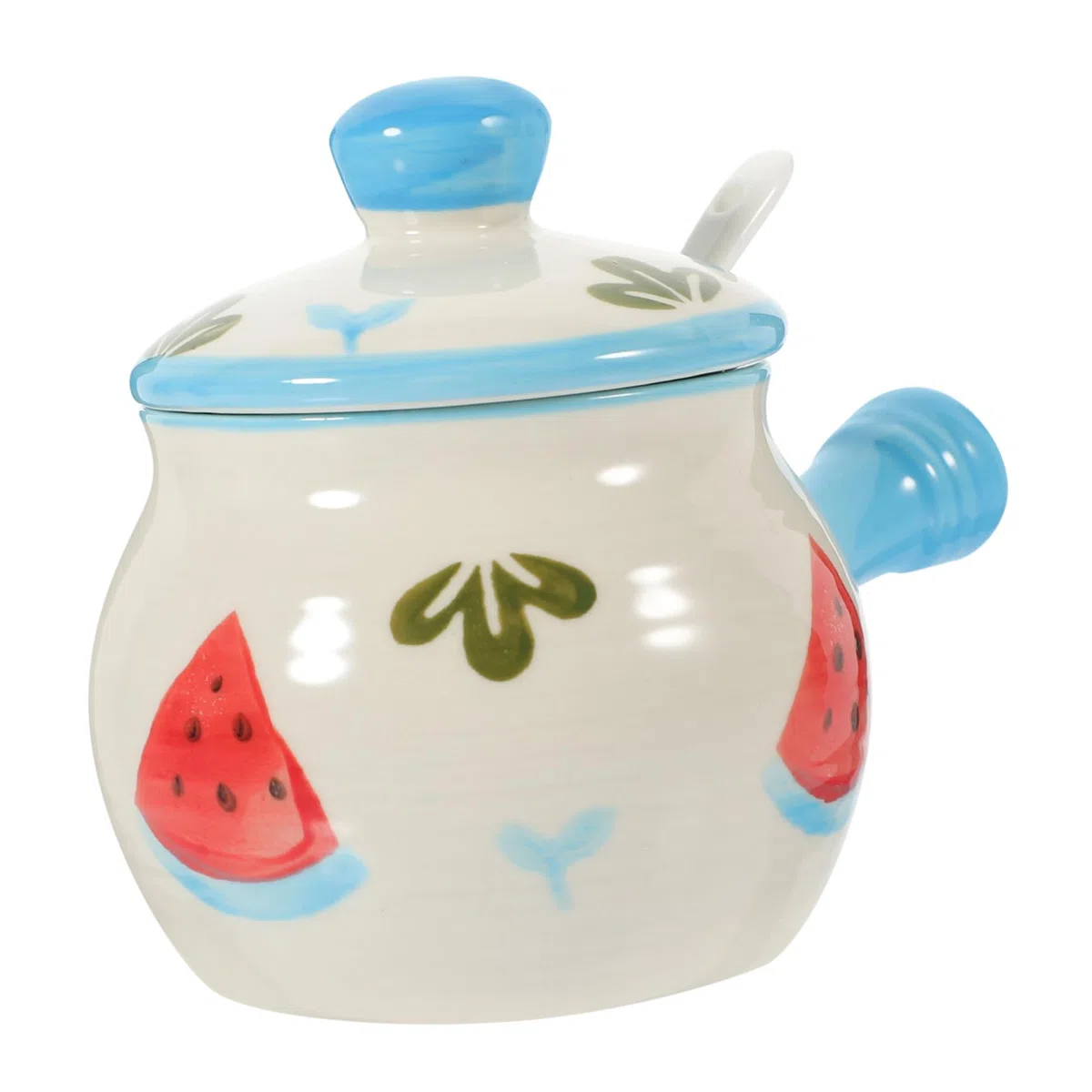 COLLBATH Barattolo Per Condimento in Materiale Refrattario Manico e Coperchio, Contenitore Per Strutto e Spezie Da Cucina, Vaso Per Zucchero e Sale, Contenitore Di Stoccaggio Per Ambienti d
