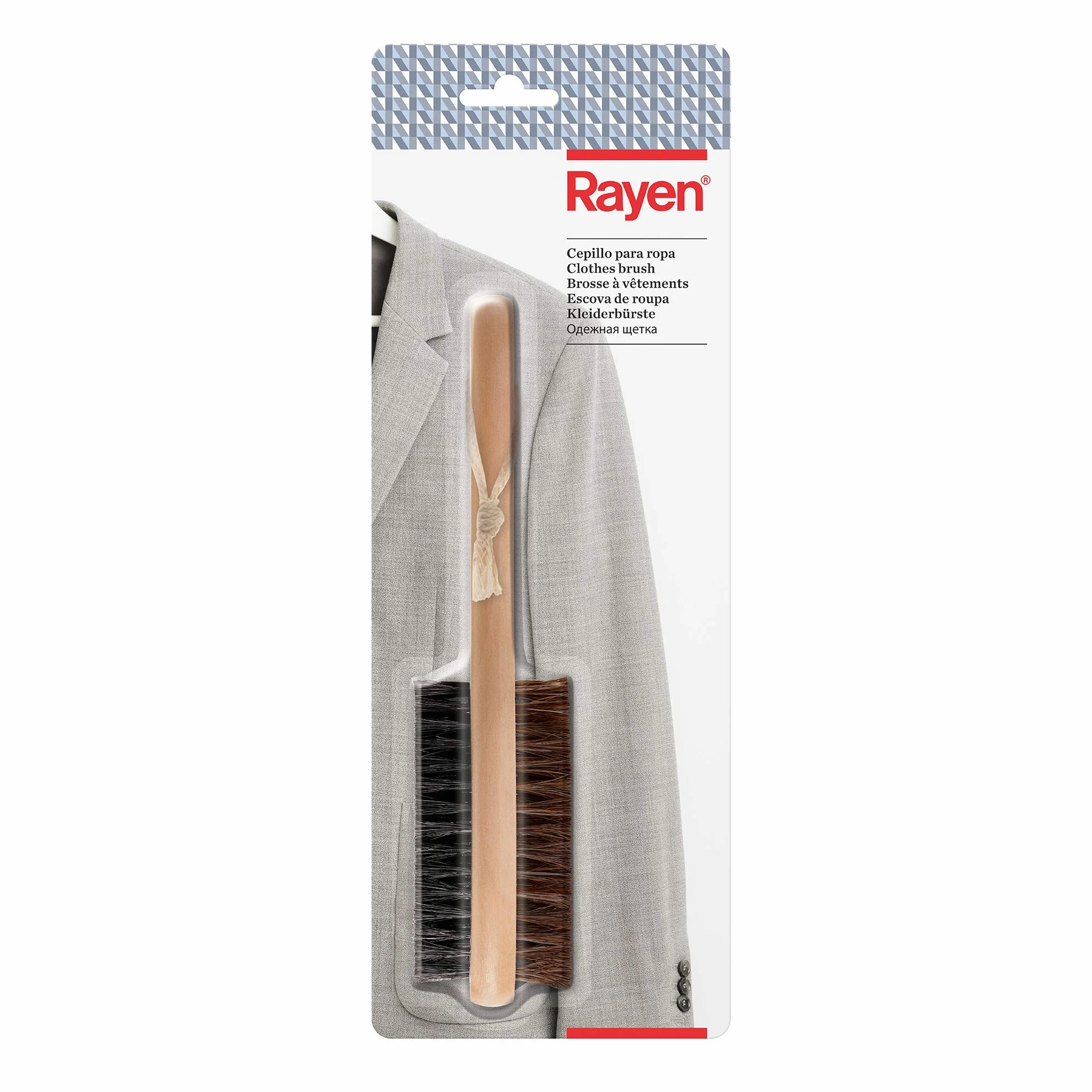 Rayen | Spazzola per Vestiti | 100% setole Naturali | Spazzola per la Polvere | Spazzola per Vestiti a 2 Facce | per Tutti i Tipi di Tessuto