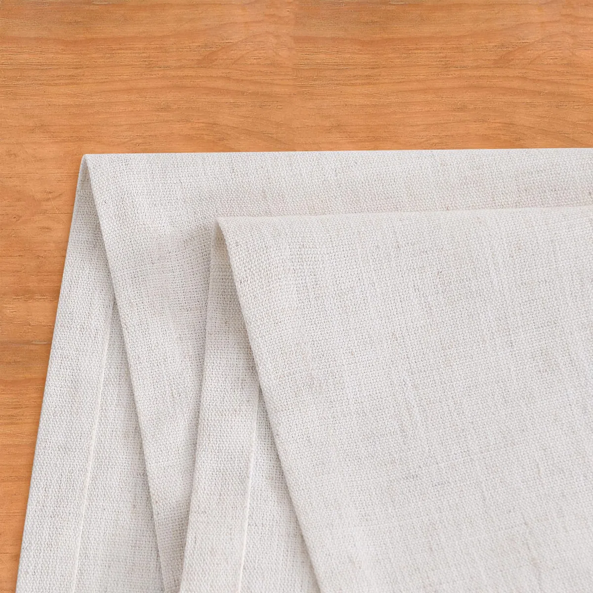 Wracra Runner da tavola in Lino Avorio Crema Lungo 90cm, Lavabile in Lavatrice, Rustico, Runner da tavola per pranzi, Feste e Uso Quotidiano