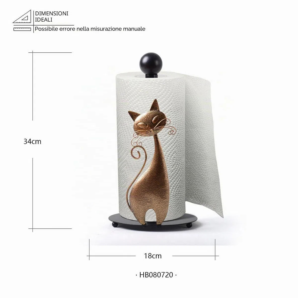 HAUCOZE Metallo Portarotolo Cucina, Porta Carta da Cucina, Porta Carta da Bagno, Portasalviette di Carta per Kitchen Countertop 34cm