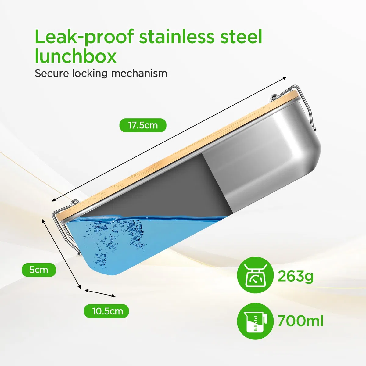AiQInu Porta Pranzo in Acciaio Inox, 700ML Lunch Box con Partizione Rimovibile, Schiscetta Pranzo, Senza BPA, Portapranzo Bento Box per Lavoro, Scuola e Picnic