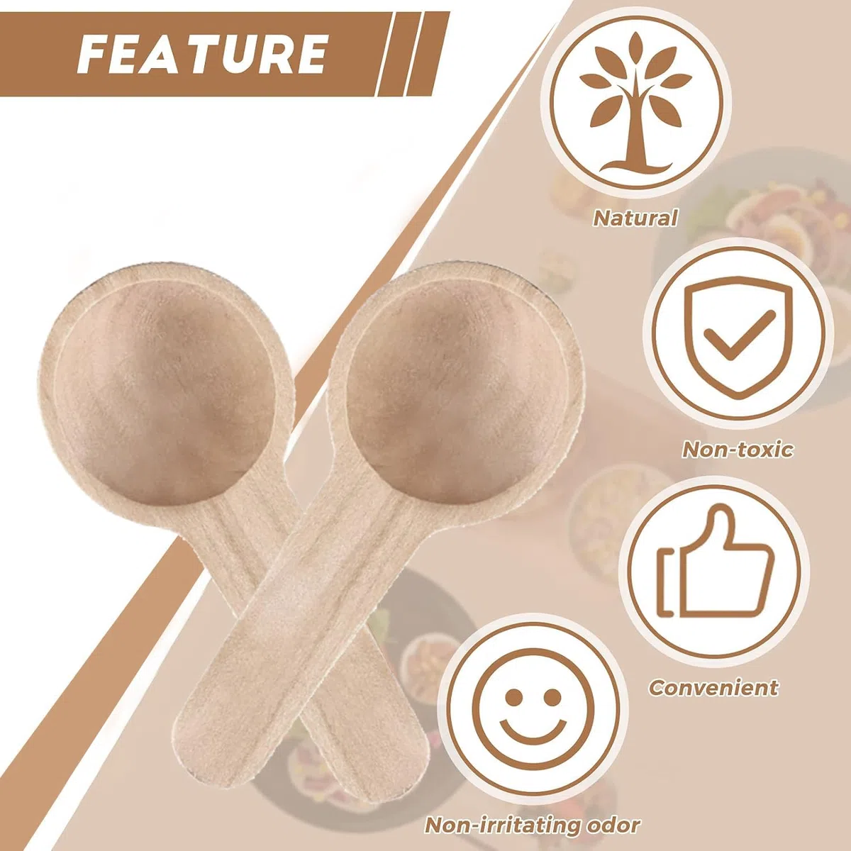YXHZVON 20 Pezzi Mini Cucchiai di Legno Rotondi Piccoli per Sale, Spezie, Condiment, Marmellata, Zucchero, Caffè, Tè (6,8 x 2,4)