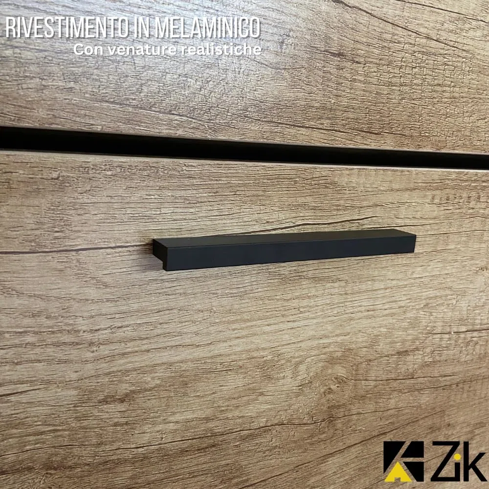 ZIK - Scarpiera Salvaspazio Slim in Legno (63x24x115h) Scarpiera da Ingresso Verticale, Moderna, Scaffale Scarpe di Design Vari Colori per Vari Stili di Arredamento (Rovere - Maniglie Nere)