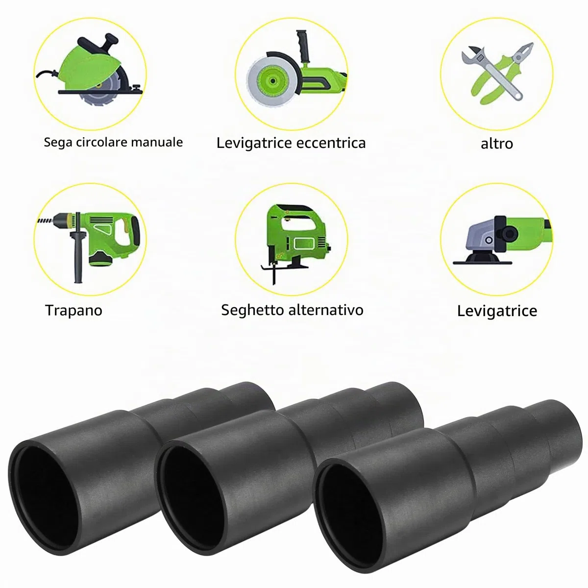 Polivinilcloruro (PVC) 6 Pezzi Adattatore per Aspirapolvere, Aspirapolvere Tubo Adattatore Tubo Aspirazione Aspiratori Adattatore Tubo Connettore Accessori, Nero