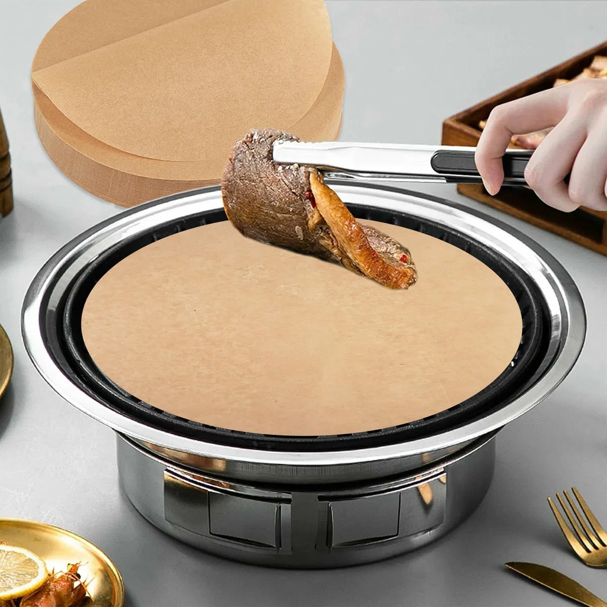 150 pezzi Carta Da Forno Per Friggitrice Ad Aria, 30cm Fodere Per Friggitrice Ad Aria, Fodera di Carta Forno Tonda Per Cottura Biscotti, Barbecue, Pane, Carne, Pizza, Friggitrice, Tostapane Forno