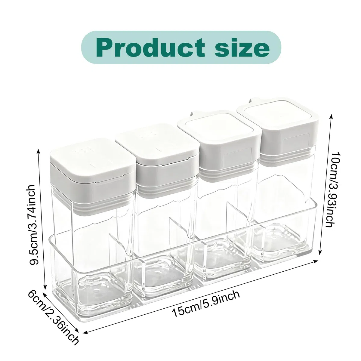 Barattoli Plastica per Spezie con Coperchio, Set da 4, 100ml, Inclusi Etichette, Trasparente, Bottiglie per Olio e Aceto, Contenitori Porta Spezie da Campeggio, Contenitori Spezie per Cucina