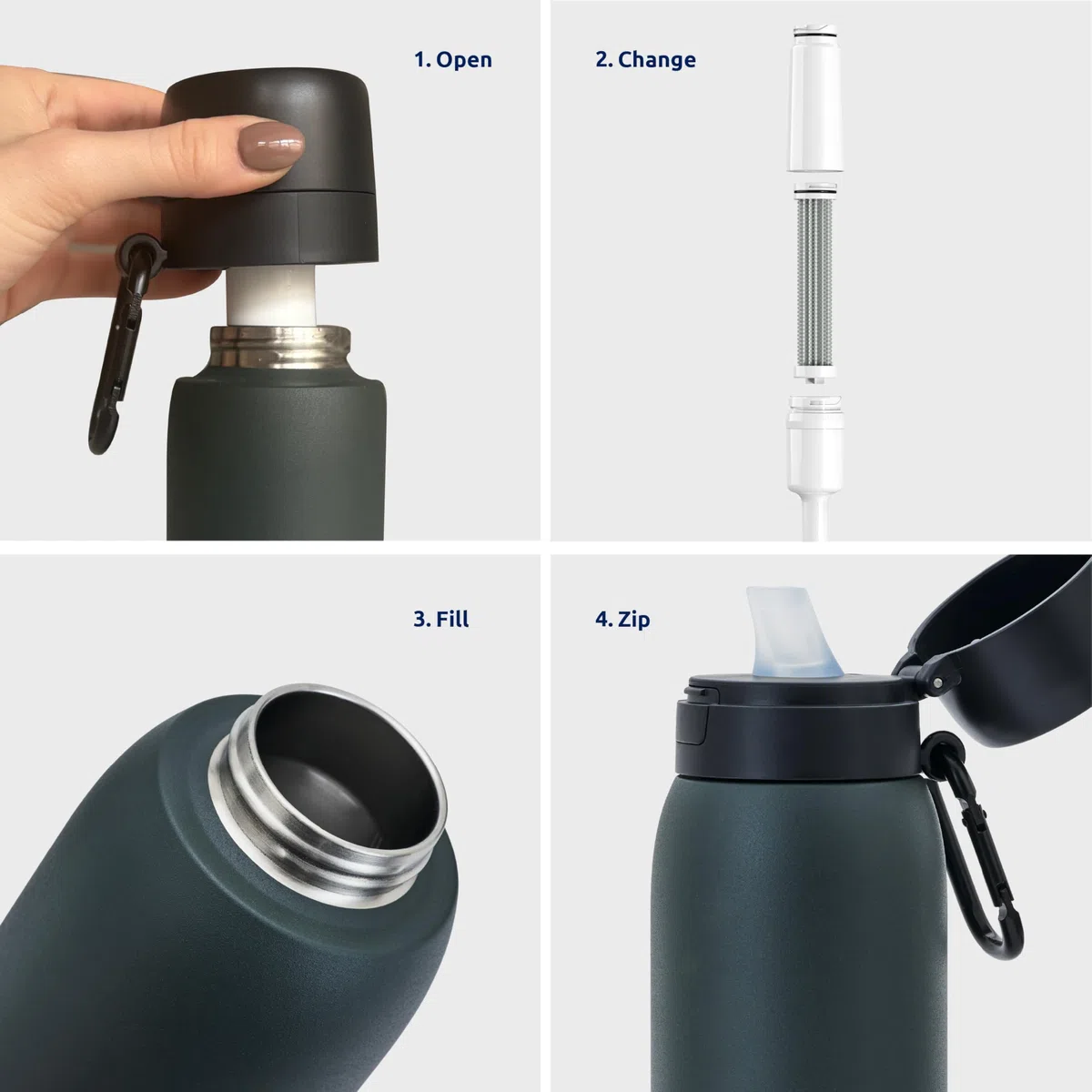Tappwater BottlePro Ricambio Ahlstrom - Ricambio per borraccia filtrante per la vita quotidiana. Filtra il 99,99% dei patogeni. 2 mesi/150 litri di durata