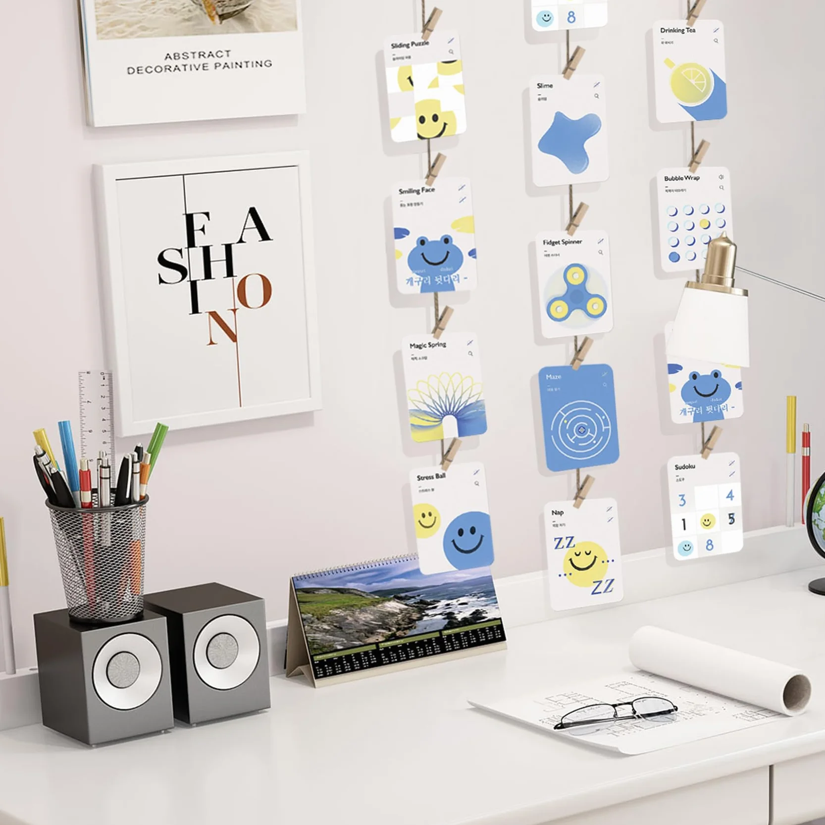 Espositore da appendere con 50 clip per foto, display murale per decorazioni immagini di Stra Stra, clip portafoto per appendere opere d'arte per bambini