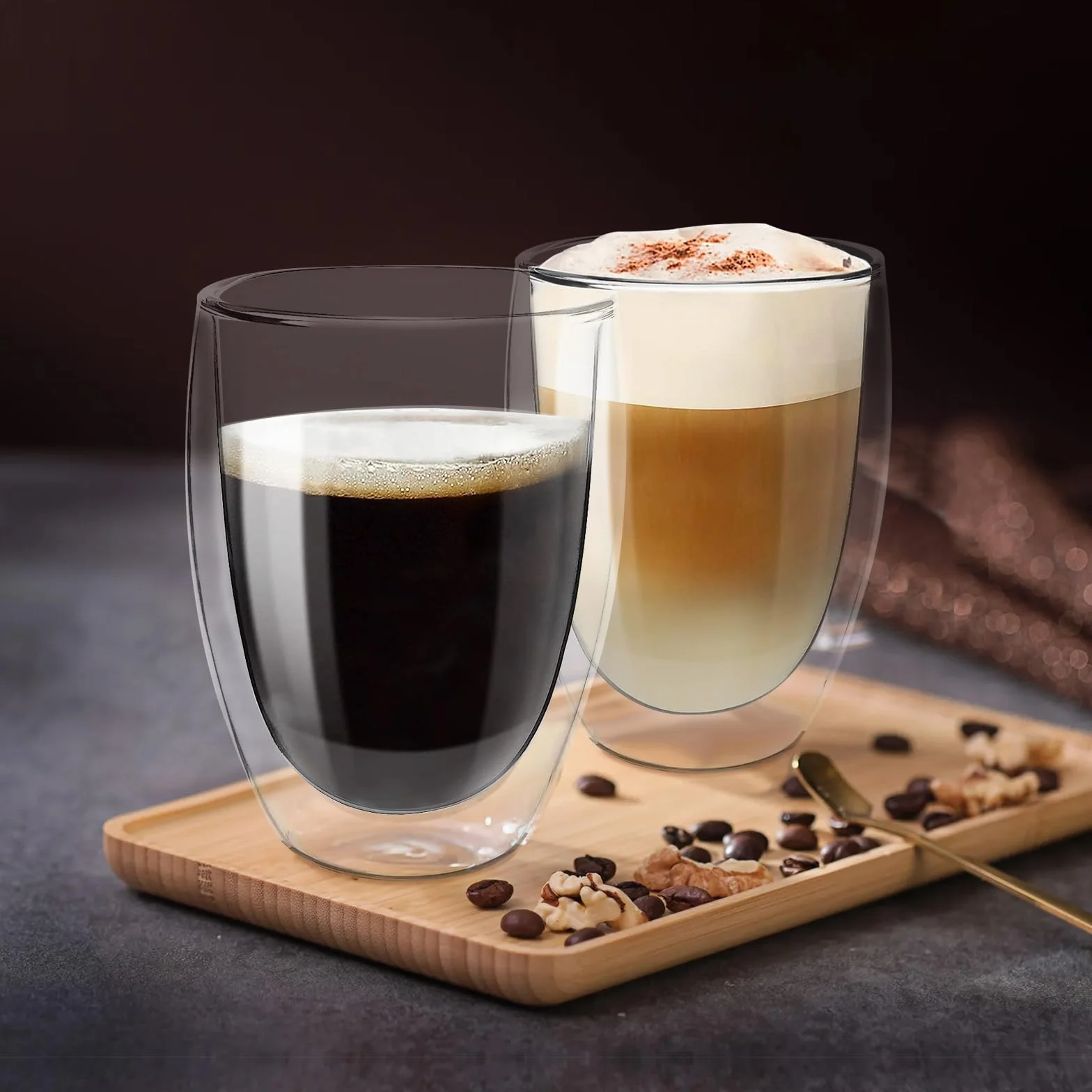 MumdoYAL Bicchieri per Latte Macchiato a doppia parete, eleganti e pratici (2 * 350ml)