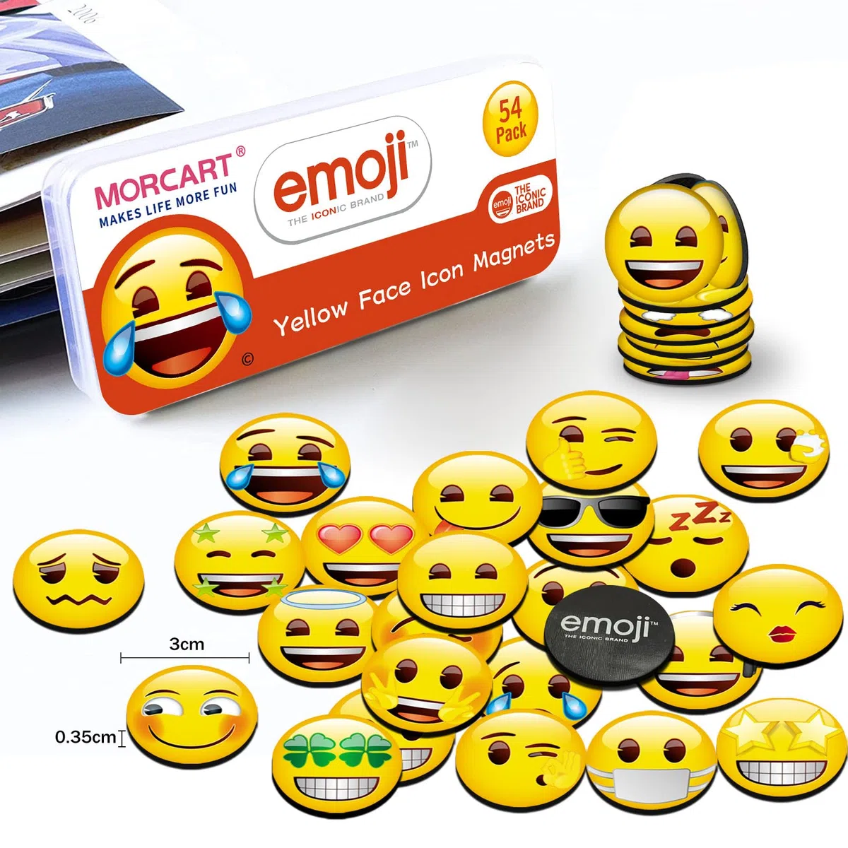 MORCART 54 Pezzi Emoji Calamite Magneti Frigo Smily Magnets Decorazione Frigorifero da Cucina Lavagna per Ufficio Superfici Metalliche e Magnetiche La Scelta Migliore per i Regali