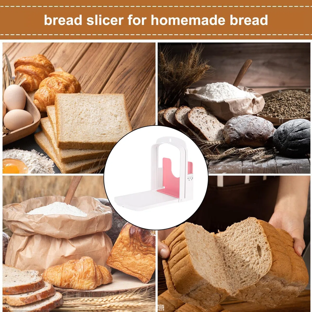 Guida per tagliare il pane – Strumento pieghevole per tagliare pane tostato per panini e bagel | Telaio in acciaio inossidabile con slot regolabili, strumento di precisione per affettare il pane