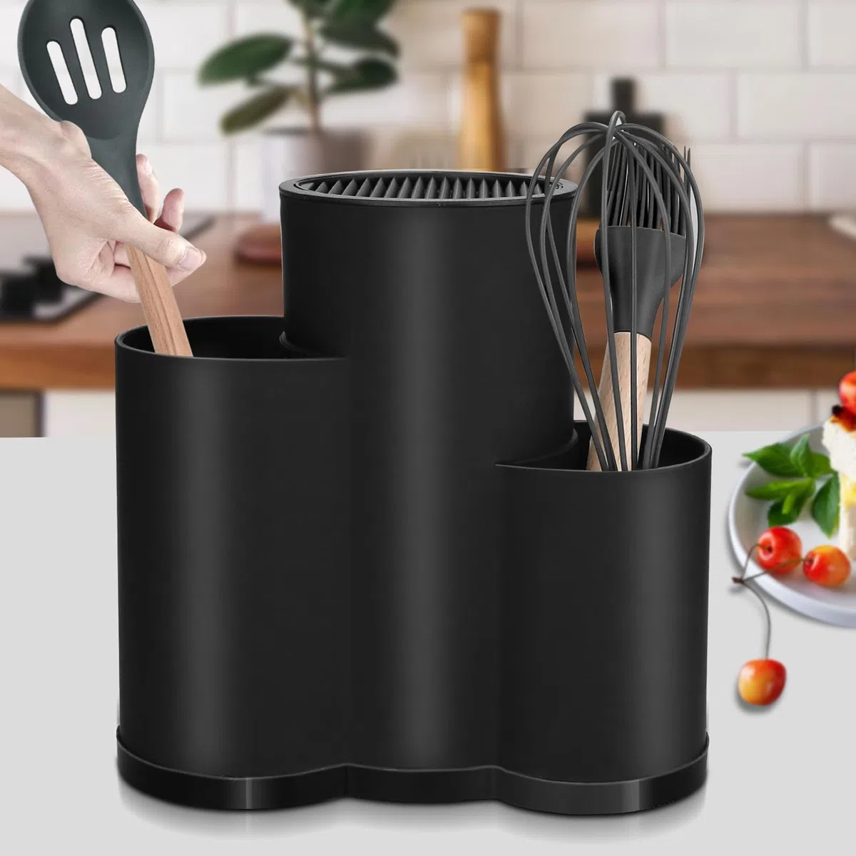3 in 1 Ceppo Coltelli da Cucina, Universale Porta Coltelli Cucina, Ceppo Coltelli Vuoto, Porta Utensili da Cucina, Portacoltelli da Cucina con Foro Scarico e Slot Porta