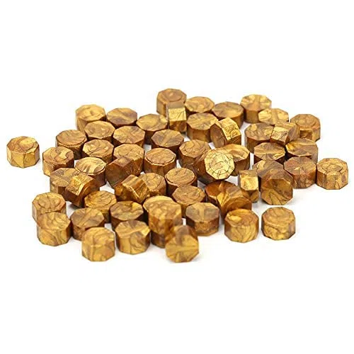 200 Pezzi Perline di Cera Ottagonali Sigillo di Cera Oro