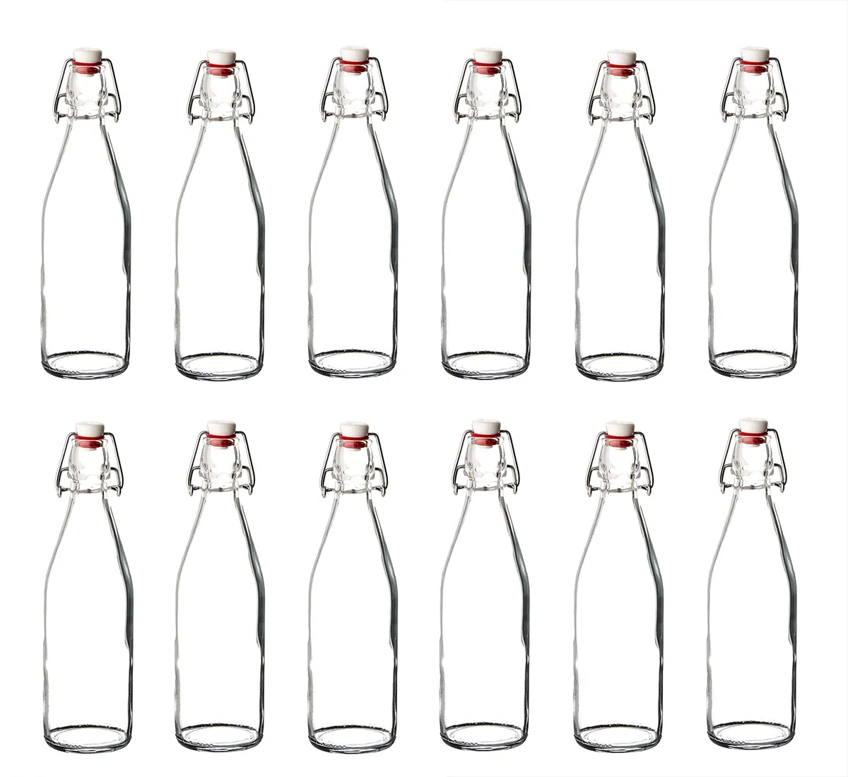 Bormioli - Bottiglie di vetro con chiusura ermetica 'Giara', 12 pezzi | Capacità: 500 ml | Altezza totale: 26,5 cm | Perfette per olio, grappa o per servire acqua, succhi di frutta e vino