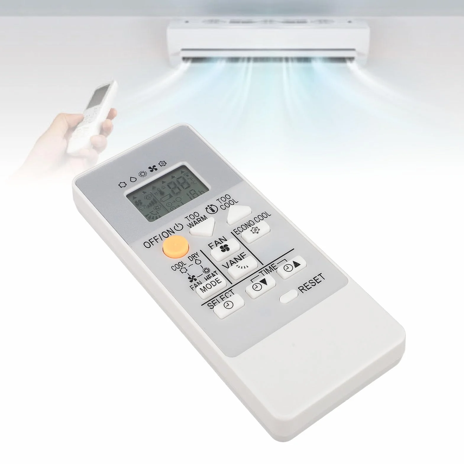 Telecomando per Condizionatore RH18A, Telecomando Universale AC di Ricambio Adatto per Condizionatori Elettrici MSZ HR25VF, MSZ HR35VF, MSZ HR42VF, MSZ HR50VF