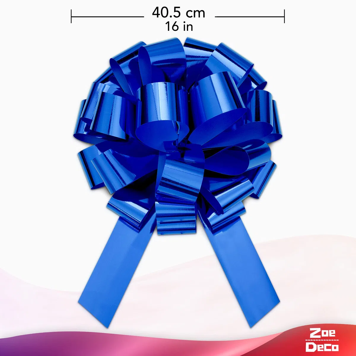 Zoe Deco - Fiocco per Auto Grande - Blu, 41 cm / 16 Pollici - Fiocco Gigante per Auto per Compleanno, Natale, ricevimento di Nozze, Festa a Sorpresa - Confezione Regalo Grande