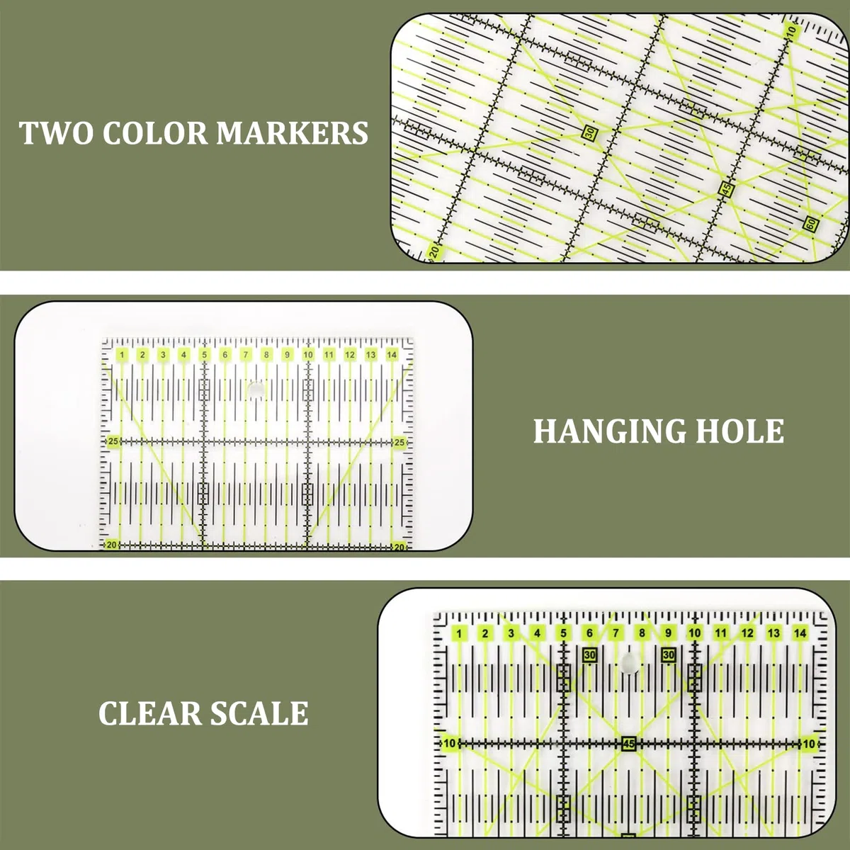 Set di 3 righelli da taglio fai da te, righello per trapuntatura, in plastica, accessori per cucito in acrilico, set di righelli trasparenti per trapuntatura, artigianato fai da te in