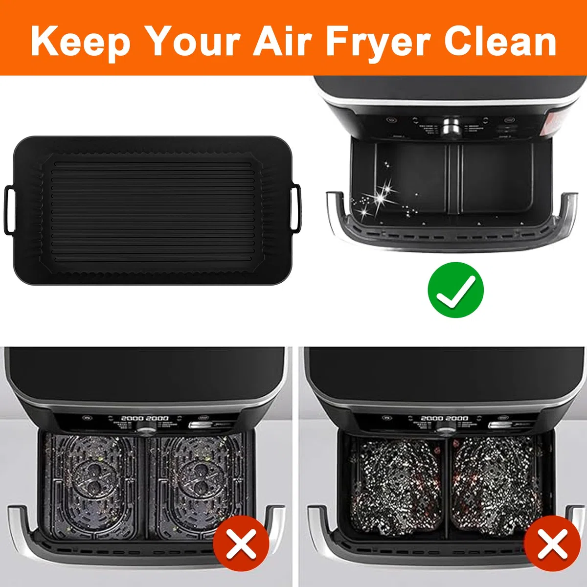 Accessoire per Ninja Friggitrice ad Aria Flexdrawer da 10,4 l AF500eu 10.4l Doppio Cestello Accessori Foodi Flex Flexdrawer 10,4 l Airfryer Silicone Moule AF500 Flex Drawer