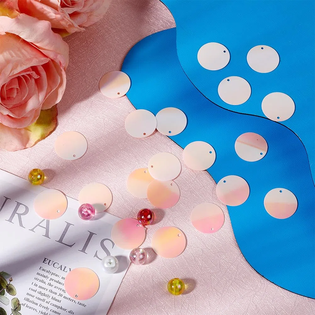 380 pz 20mm Rosa Paillettes Piatte Rotonde Plastica Pvc Iridescente Lucido Glitter Sciolte Perline per Cucito Artigianato Fai Da Te Ricamo