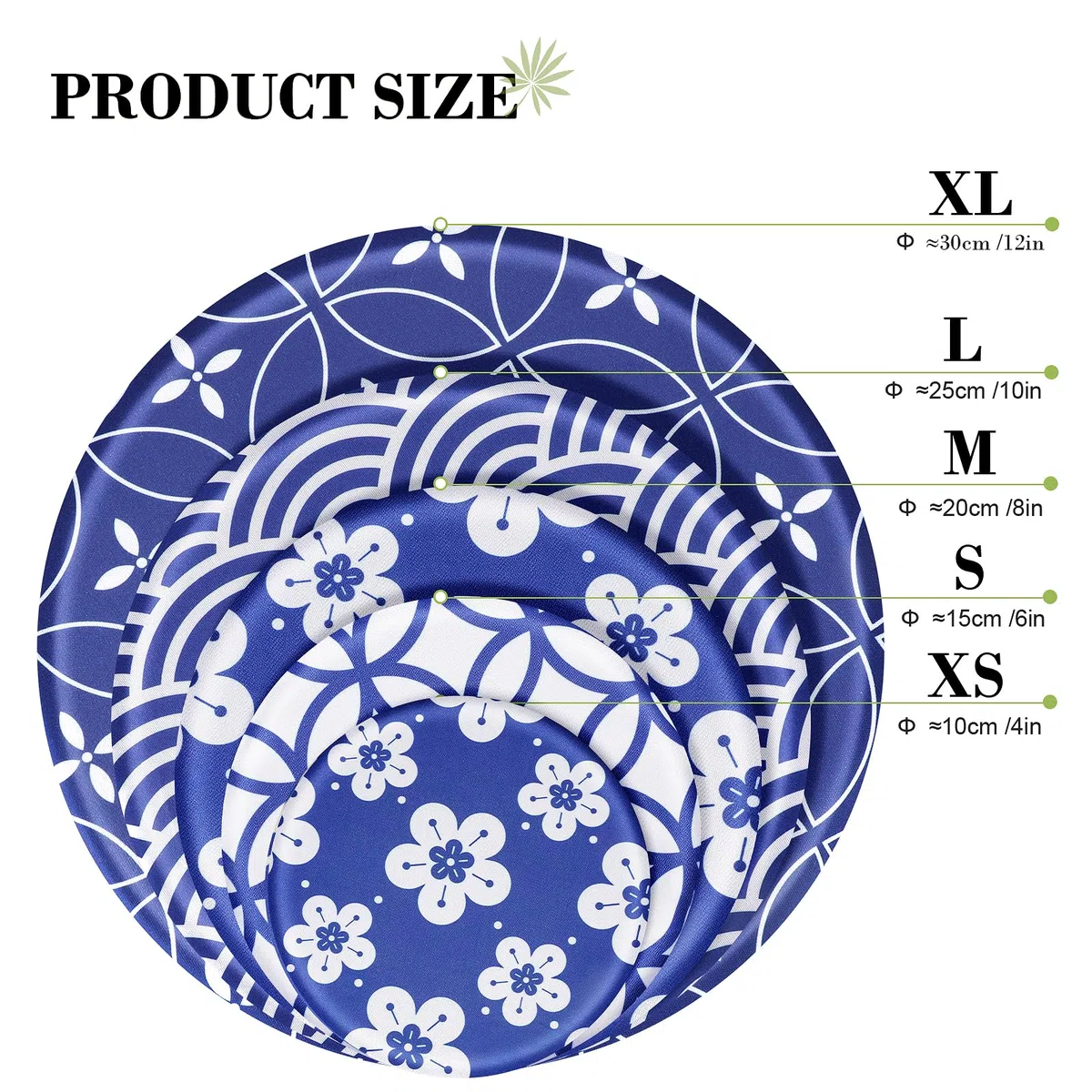 PHOGARY 5 Coperture per Alimenti, Riutilizzabili, in Tessuto, con Elastico, Coperchio Estensibile, in Tessuto Impermeabile, per Ciotola in Vetro Alato, Fiore Blu