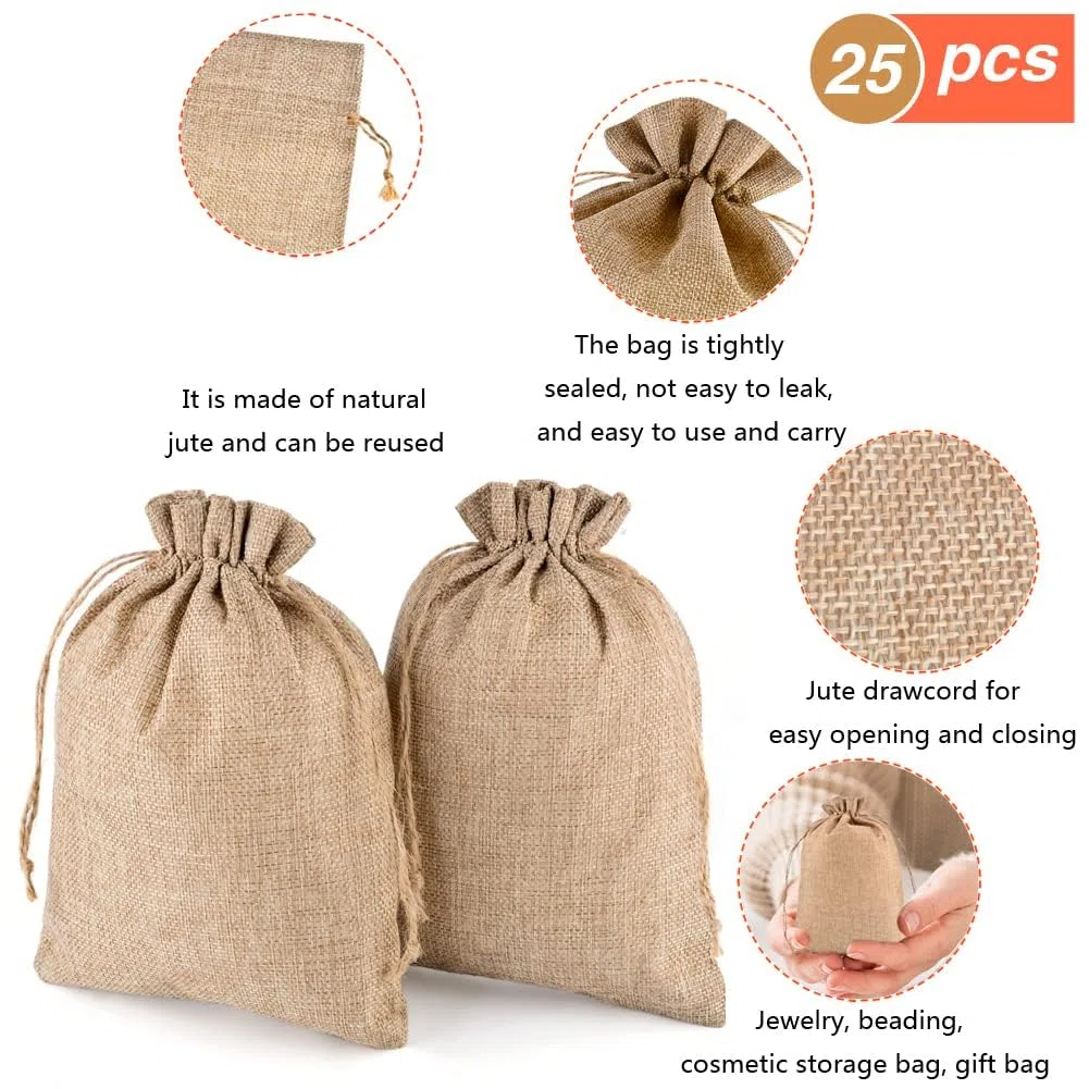 egalo Piccoli con Couliss,BustCLTPY 25 Pezzi Sacchetti di Juta,Sacchettini Rine regalo medi Sacchetti Iuta per Gioielli confetti Fai-da-Te Natale Fiesta Matrimonio Bomboniere (15x20cm))