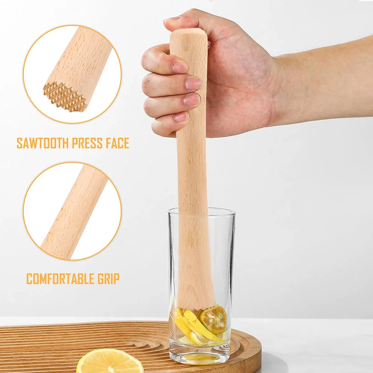 Fermentazione Masher, 2 pezzi in legno tradizionale masher per patate in legno, 31 x 3 cm