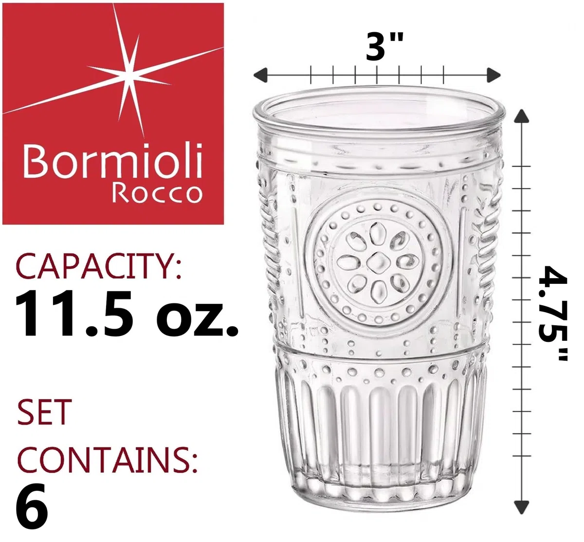 BORMIOLI ROCCO Romantic Bicchiere Acqua Cl 30,5 - Confezione da 1 pezzo