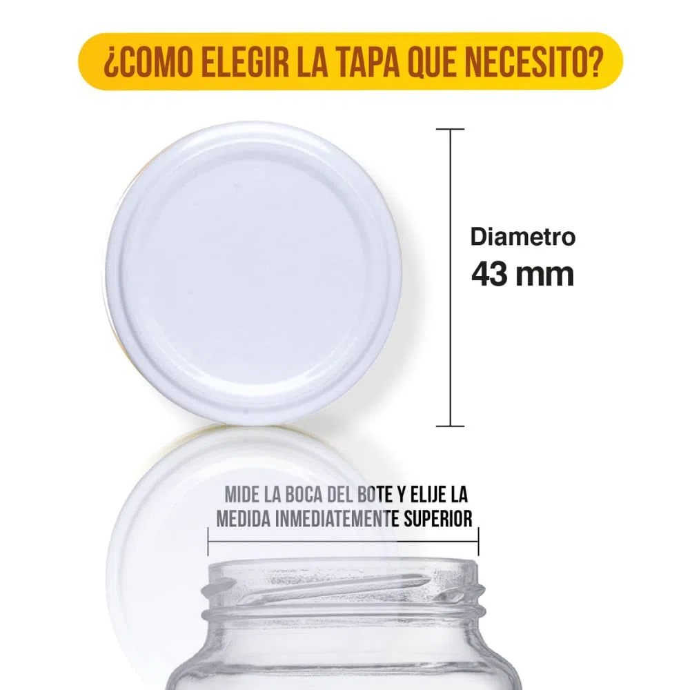 Coperchi metallici per barattoli di vetro, a vite, ermetici, di diversi diametri, coperchi di ricambio per conserve 43 mm diámetro bianco