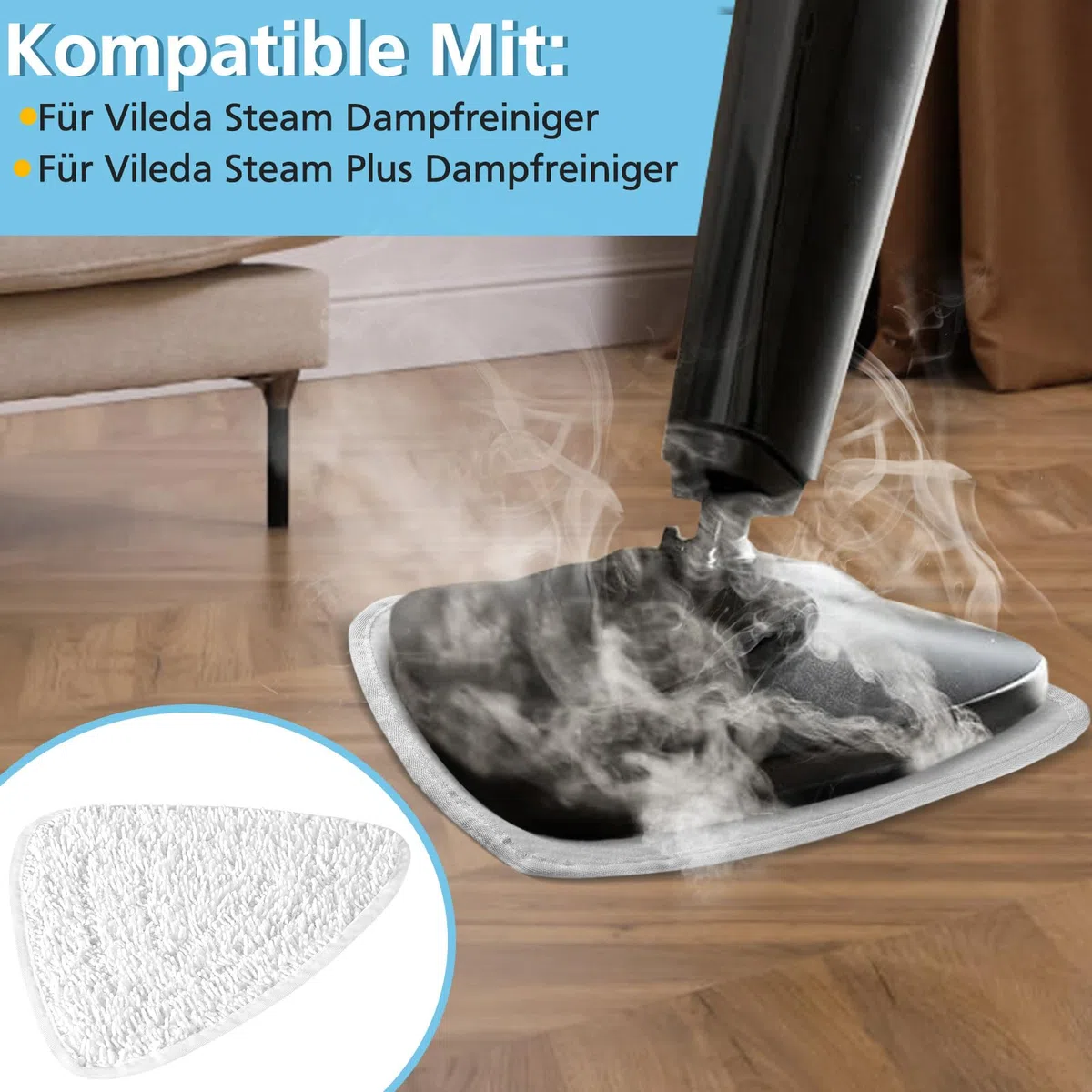 Funnytime 6 panni in microfibra Steam compatibili con Vileda 100 Hot Spray, rivestimento di ricambio – bianco