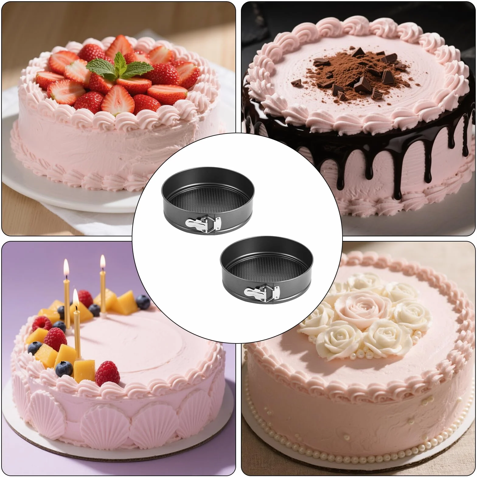 Teglia a cerniera 12 cm rotonda, set da 2 pezzi di piccola teglia per torte con rivestimento antiaderente per teglie, torte, quiche, stampo per torte, teglia a molla