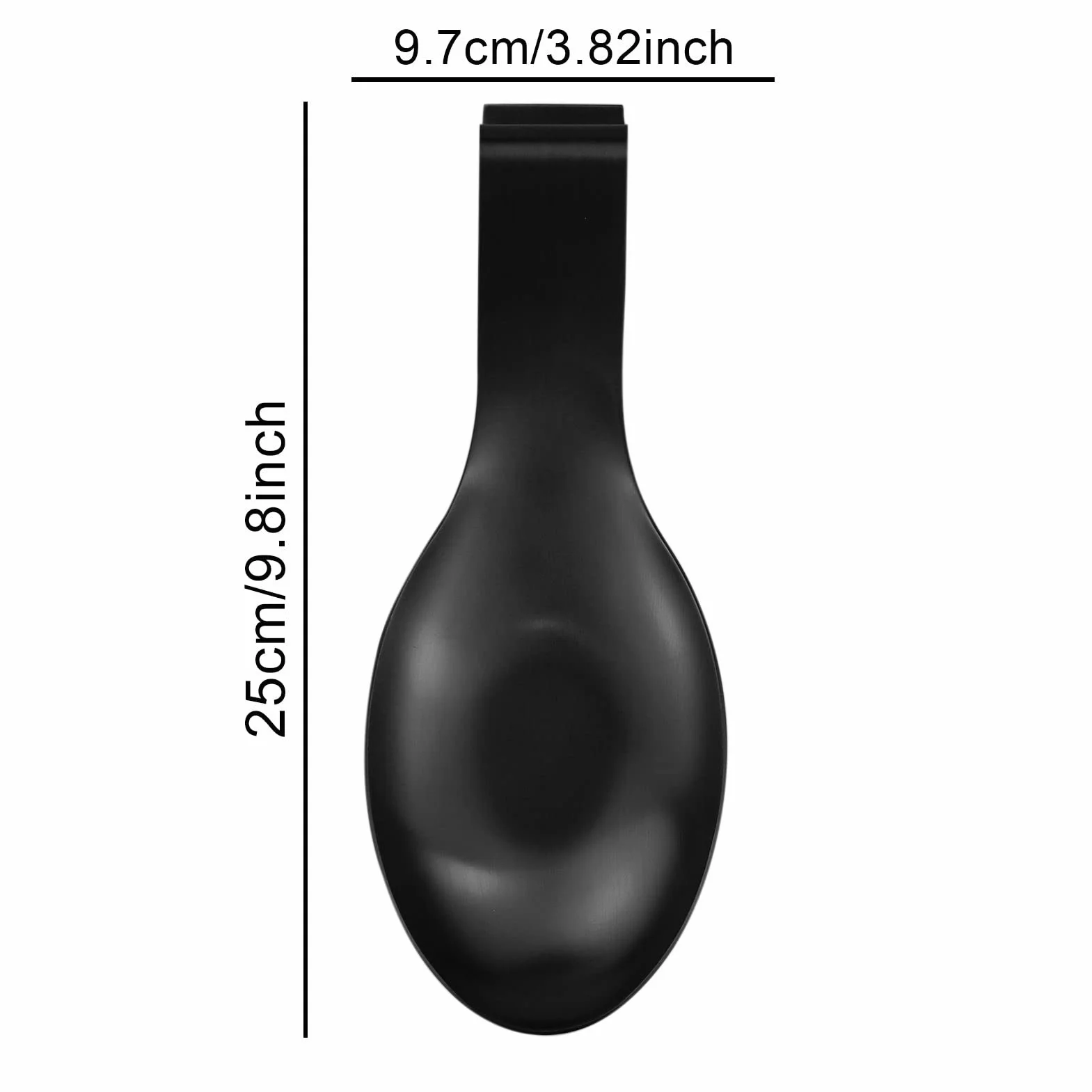 LAMXD Riposare Cucchiaio in Nero Opaco, Porta Utensili Da Cucina in Acciaio Inossidabile per Fornello, Mestoli, Pinze, Spatola (1PC-9,5 Pollici)