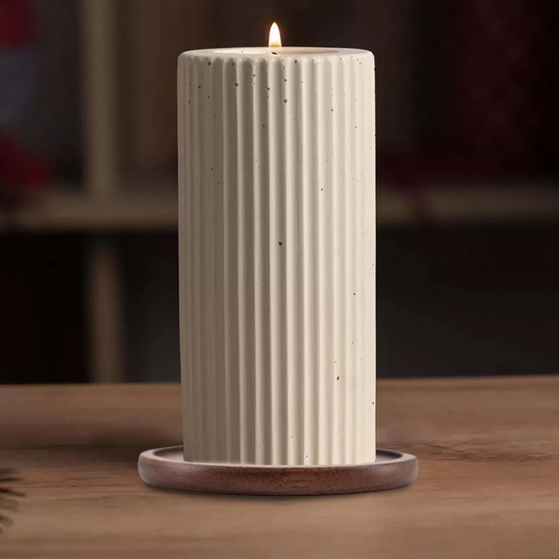 Set da 2 Sottopiatti per Candele in Legno di Acacia - Rotondi Porta Candele per Candele a Colonna, Candele Battesimali, Portacandele (fino a 7 cm di Diametro) (6cm, 7cm)
