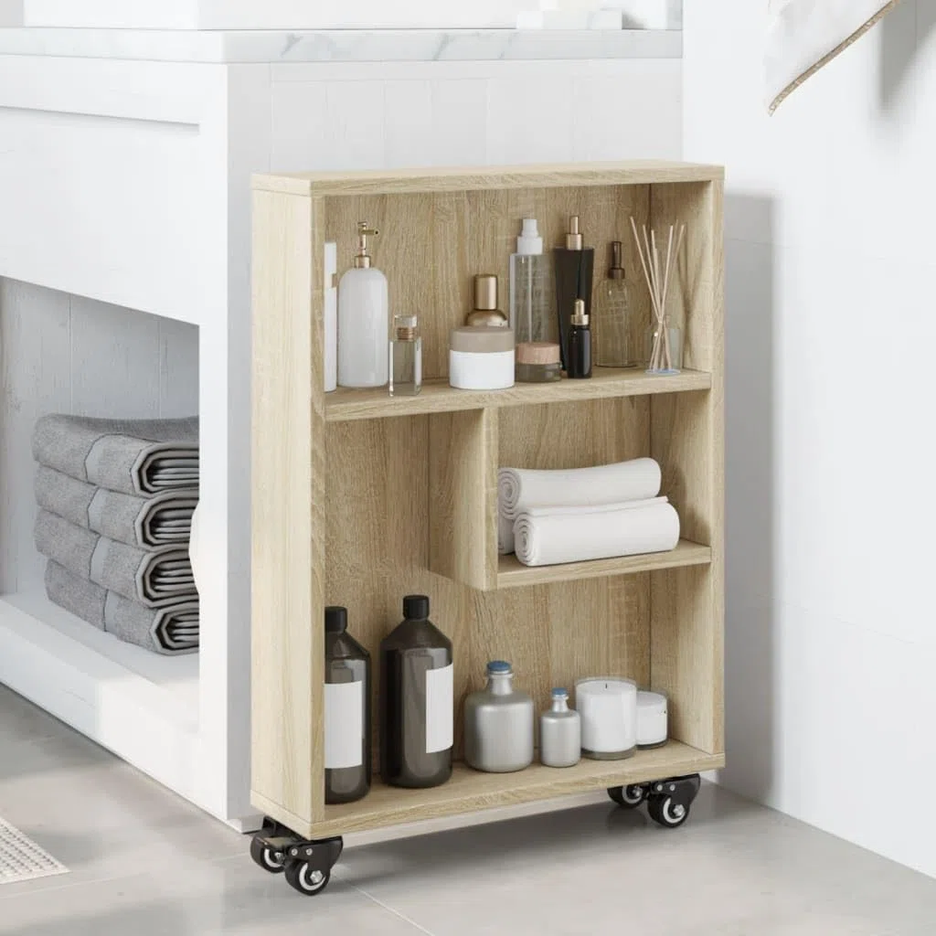 vidaXL Carrello portaoggetti Stretto in Rovere Sonoma 48x13x68 cm in Legno ingegnerizzato