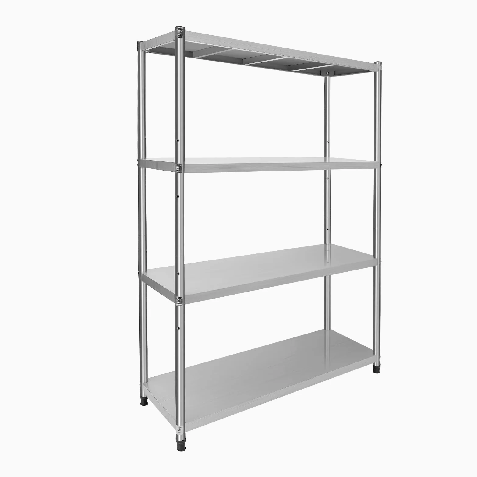 Scaffale da cucina in acciaio inox, per carichi pesanti, 120 x 40 x 150 cm, 4 ripiani in acciaio inox, per uso commerciale e domestico, con strati antiscivolo e struttura modulare
