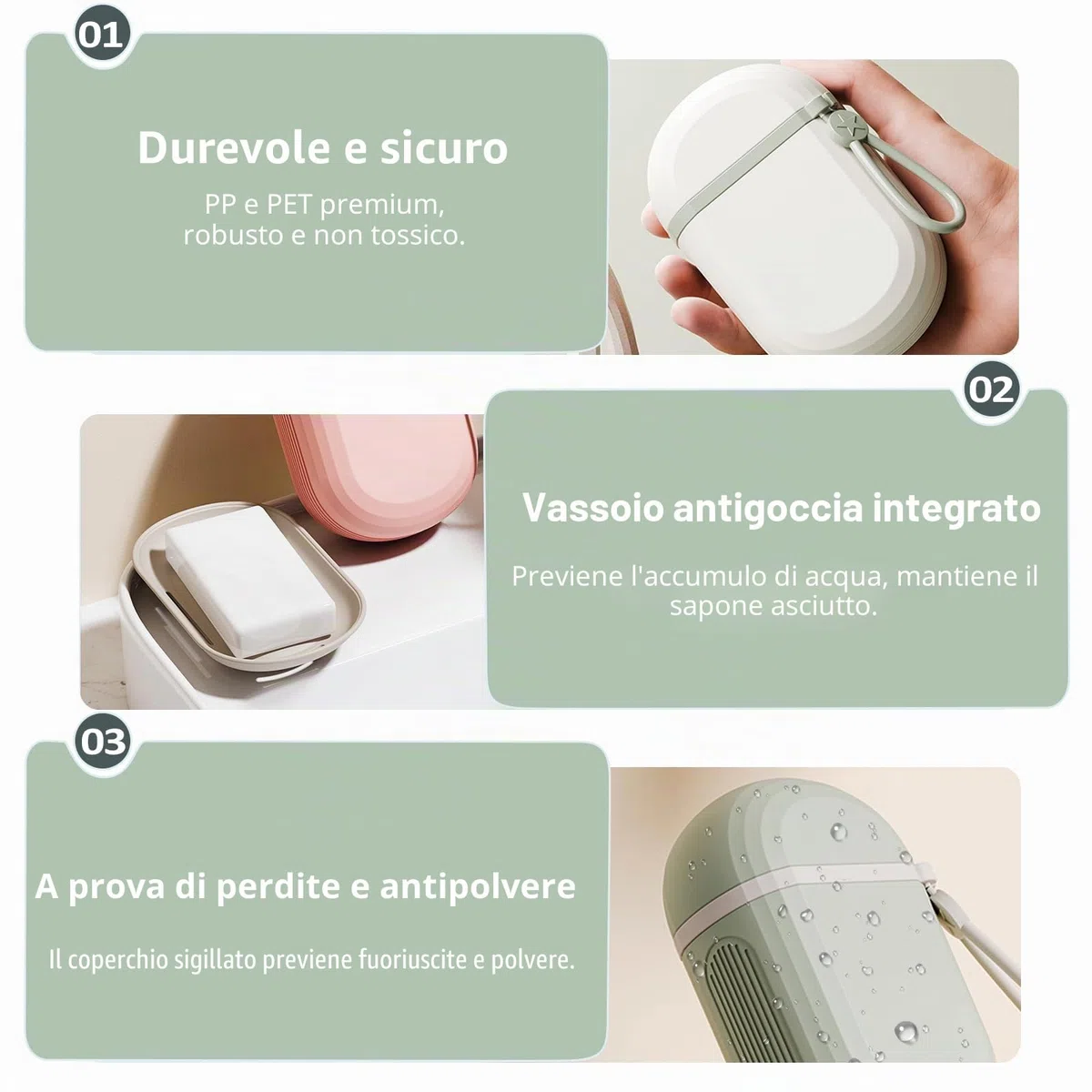 2 Pezzi Porta Sapone da Viaggio, Porta Shampoo Solido Impermeabile, Porta Saponetta Chiuso con Coperchio, Porta Cosmetici Solidi per Bagno, Palestra, Campeggio, Scuola (Bianco + Rosa)