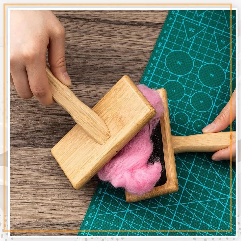 per Cardare Un Mano nel Legno per Lana per Cardare Strumento per Infeltrimento Ad Ago per Filatura di Cani, Tessitura, Forniture Artigianali