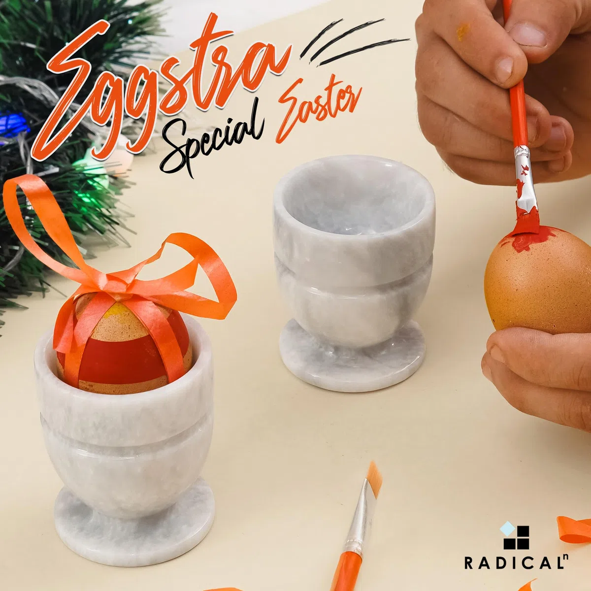 Radicaln, Set di 2 portauovo in marmo bianco, accessori da cucina fatti a mano, piccola decorazione per tavolo da pranzo, per uova alla coque