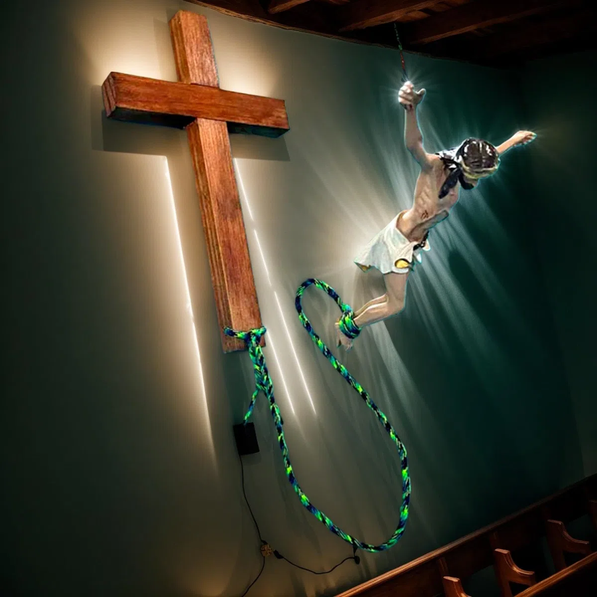 Crocifisso Gesù Cristo croce Statua Bungee Jumping Gesù Religioso Decorazione Crocifisso da parete Religiosa Decorazione per la casa del soggiorno