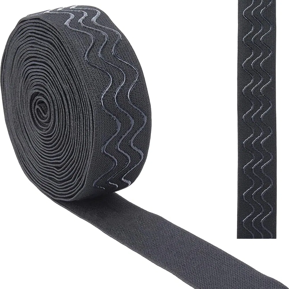 GORGECRAFT 5 m di Nastro Elastico in Silicone 31 mm Antiscivolo Nero Elasticizzato Nastro di Presa per Nastro per Cucito Artigianale Parrucca Parrucca Accessori di Abbigliamento