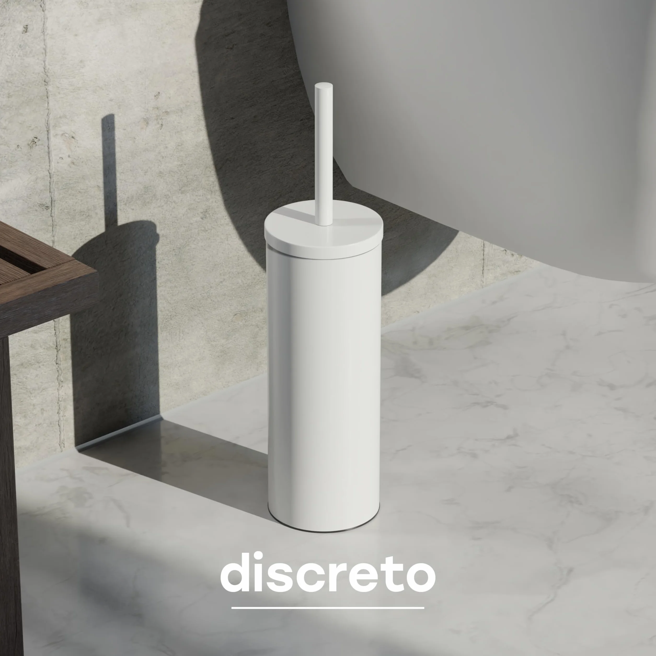 SAVEGA - Scopino WC in acciaio inox e silicone – Scopino WC con supporto discreto – Spazzola WC di alta qualità con paraspruzzi – Porta spazzola antibatterica – Spazzola WC (bianco)