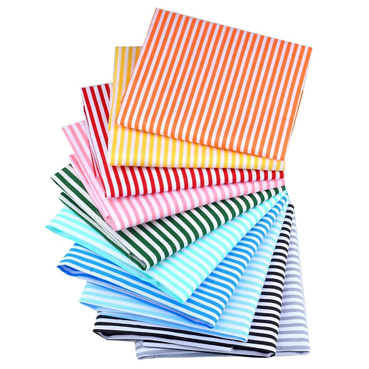 CraftsFabrics 10 Pezzi (40,6 x 50,8 cm) Fat Quarter a Strisce Colorate Tessuto 100% Cotone Per Quilting, Cucito, Artigianato, Patchwork