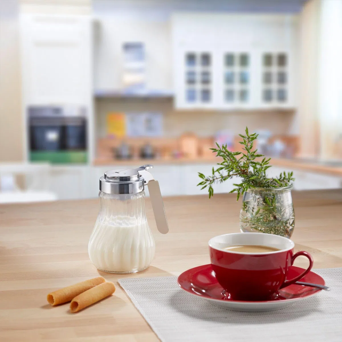 Westmark Contenitore per latte/miele, Capacità: 250 ml, Vetro/Acciaio inox, Berlin, Trasparente/Argento, 65302260
