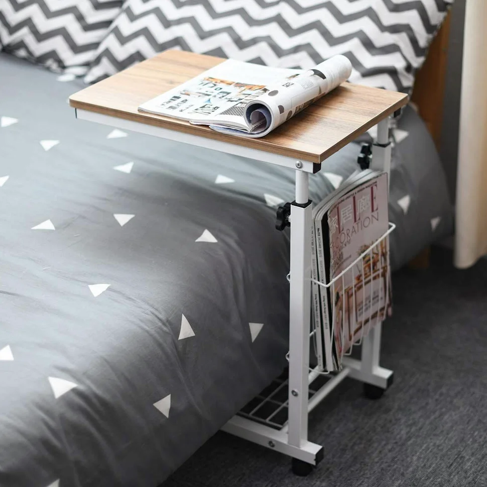 sogesfurniture End Table,Portatile Tavolo Laptop con Ruote,Tavolino,Compatto Tavolo per PC Notebook Tavolino per caffè Tavolino da Scrivania,Altezza Regolabile,Quercia BHEU-C6-OK